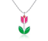 Pretty Tulip Silver Necklace SPE-3367 (FL1+FL3+FL4)